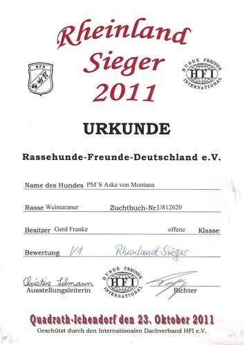 Aska RFD HFI Rheinland Sieger 2011 Aska RFD HFI Rheinland Sieger 2011