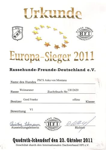 Aska RFD HFI Europa Sieger 2011 Aska RFD HFI Europa Sieger 2011